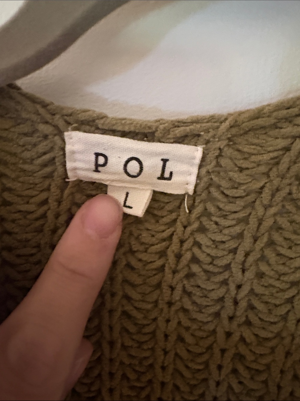 POL Asymmetrical Olive Open-Front Chunky Knit Cardigan - Picture 2 of 4